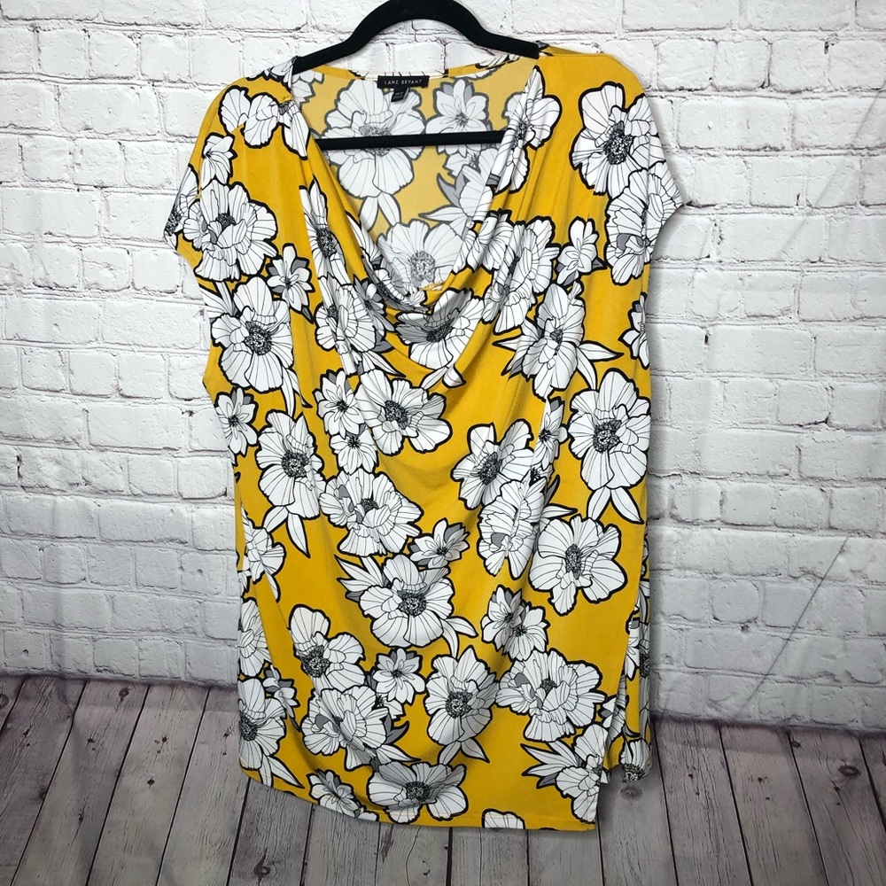 Lane Bryant Floral Drape Neck Blouse